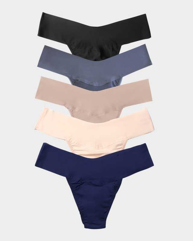 BreatheSoft Mid-Rise Microfiber Thongs, 5-Pack